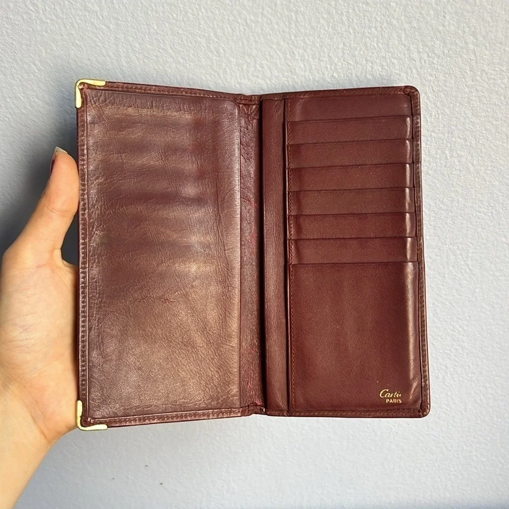 Cartier Burgundy Leather Bifold Wallet